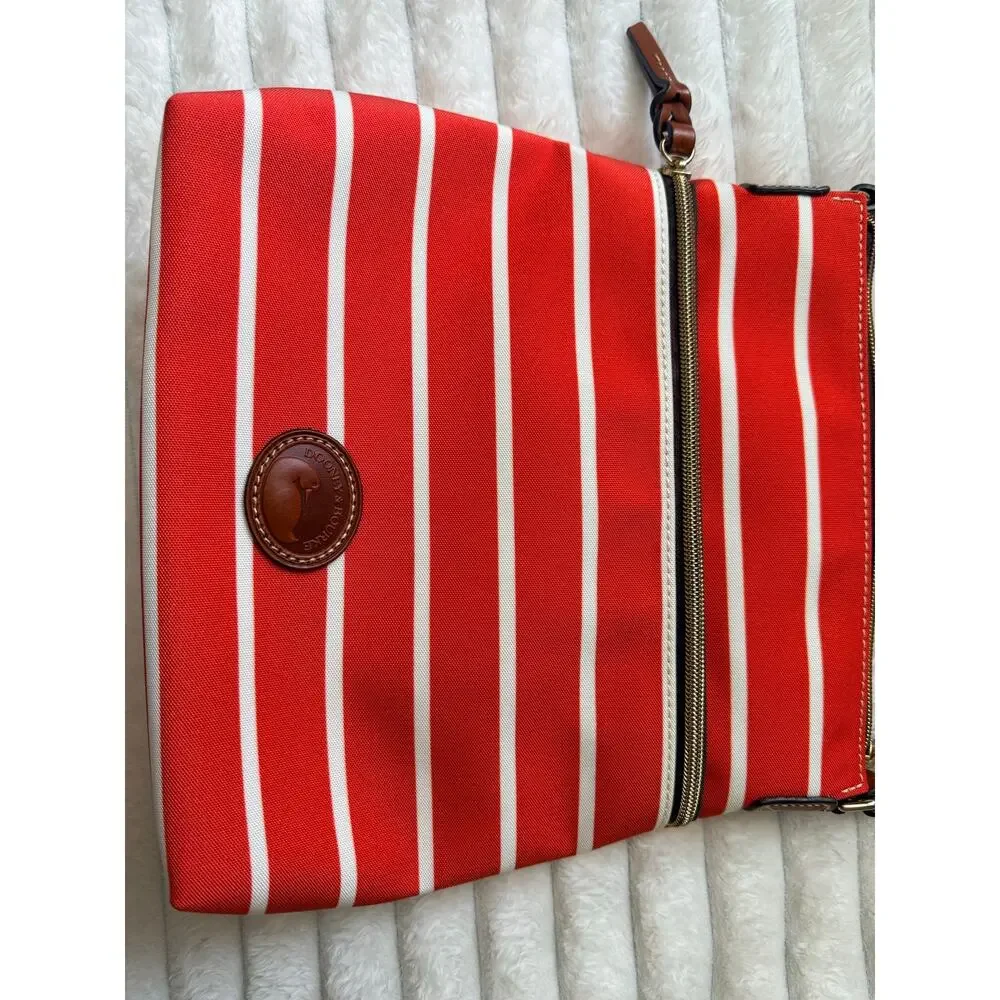 Dooney & Bourke Eastham Crossbody EUC orange white stripe crossbody fabric